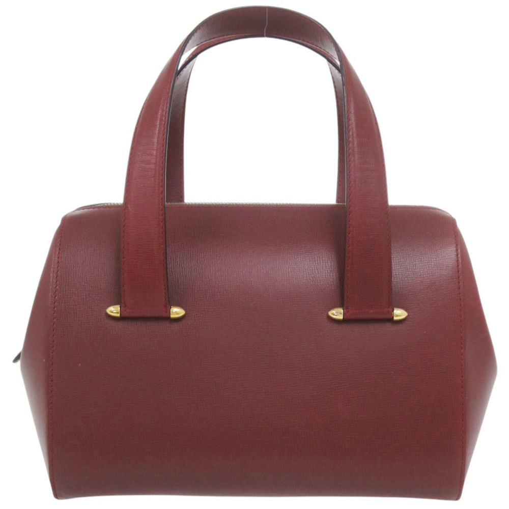 Cartier Mini Boston Bag Must Leather Bordeaux Handbag Red 1020CARTIER